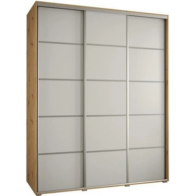 DobreSny Davos 4 s posuvnými dveřmi 190 cm dub artisan / bílá / stříbrné pojezdy