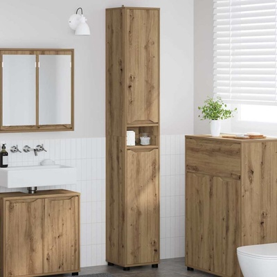 vidaXL Шкаф за баня с рафт Дъб 30, 5 x 30 x 195 см Инженерно дърво (888766)