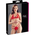 Cottelli Collection - секси отворен дантелен сутиен комплект - червен - L