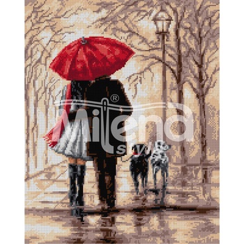 Milena Style Разходка под дъжда - гоблен със схема конци dmc 1: 1