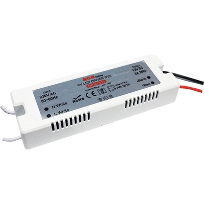 ACA Lighting LED napájecí zdroj plastový 230V AC ->12V DC/36W/3A/IP20