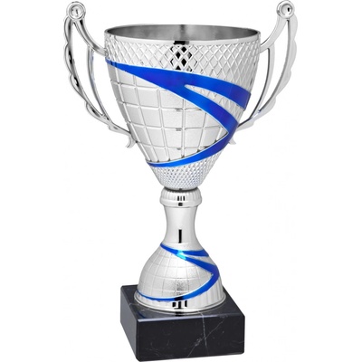 Stříbrnomodrý sportovní pohár s uchy 20 32 cm 20 cm