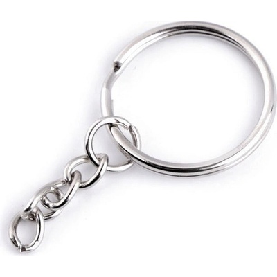 Prima-obchod Kroužek na klíče Ø25 mm s řetízkem, barva 1 nikl – Zboží Dáma