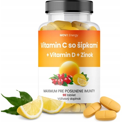 MOVit Vitamin C 1200 mg s šípky + Vitamin D + Zinok Premium 90 tablet