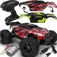 OVERMAX X-Monster 3.5 Truck dálkově ovládané RC auto 30 km/h, 2 baterie, pohon všech kol, dojezd 100 m 2 sady karoserie 1:18