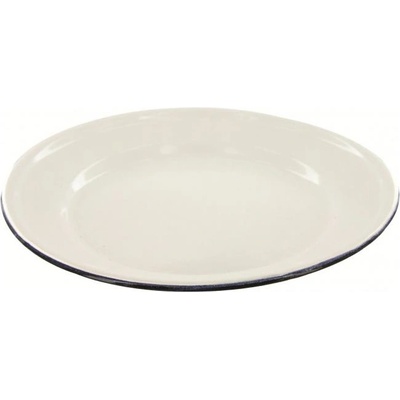 Tanier smaltovaný hlboký BIELY s modrým okrajom 25 cm