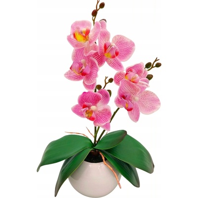 UMĚLÁ ORCHIDEJ V KVĚTINÁČI RŮŽOVÁ UMĚLÉ KVĚTY SILIKONOVÉ 40 cm
