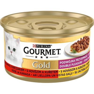 Gourmet GOLD grilované a dusené kúsky mäsa s hovädzím a kuraťom 24 x 85 g