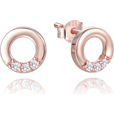 MINET 1378 Rose gold stříbrné náušnice kroužky se zirkony