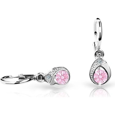 Danfil detské náušnice slzičky C1898 z bieleho zlata pink brizura