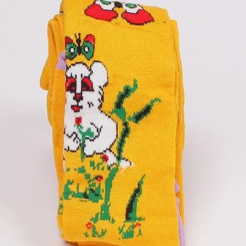 Image 1 of Детски чорапогащник в жълто с пеперуди и мече