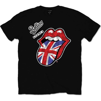 The Rolling Stones tričko Vintage British Tongue čierne