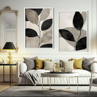Decono Картини Листа в Бежово и Черно