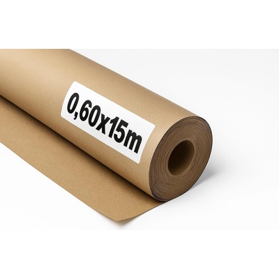OFITURIA natural brown kraft paper 70 g/m2 - roll 0.60x15 m - pack of 3 rolls - recycled paper for packaging, crafts and decoration - tear-resistant - suitable for acrylic and oil paints - COM620