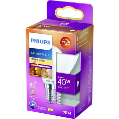 Philips LED 871951432447300 LED D A G E14 kvapkový tvar 3.4 W = 40 W teplá biela
