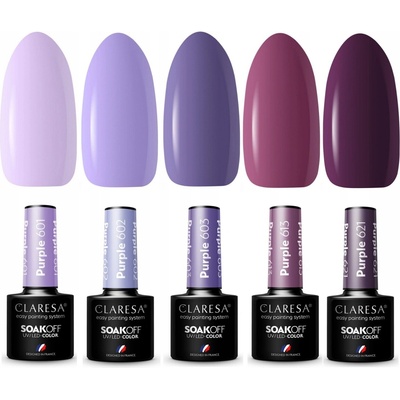 Hybridní lak Claresa fialový 5 ml sada 8 ks