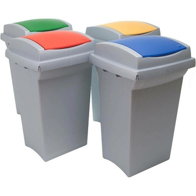 HTI Odpadkový koš na tříděný odpad RECYCLING 50 l šedá nádoba žluté víko