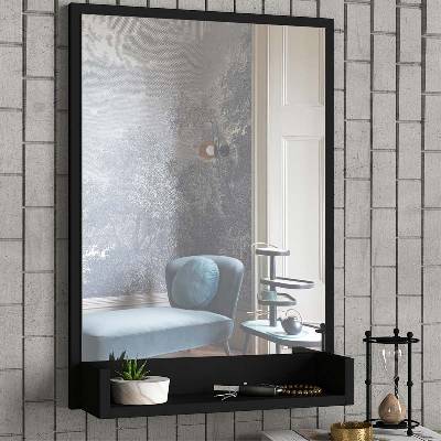 TopMebel Меламиново огледало Costa Мegapap в черен цвят 45x12x75см