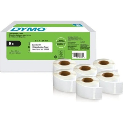 Dymo 2177564, 54mm x 25mm, biele papierové etikety