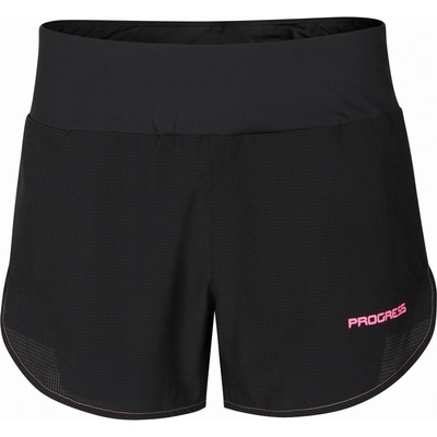 Progress Fortuna dámske bežecké šortky 2v1 čierna ružová