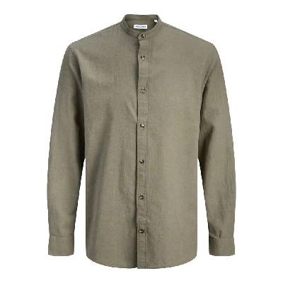 Риза с дълъг ръкав Jack & jones Esummer Linen Blend Band long sleeve shirt - Green (Dusty Olive)