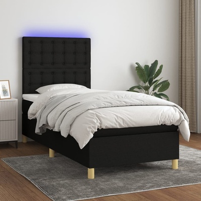 Petrashop 3135735 boxspring postel s matrací a LED černá textil