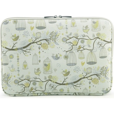 VSETKONAMOBIL 135002 ART Puzdro na notebook s uhlopriečkou 14" BIRDS šedozelené