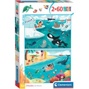 Clementoni Детски пъзел Clementoni от 2 x 60 части - Живот в морето с Ноли (24817) - ozone