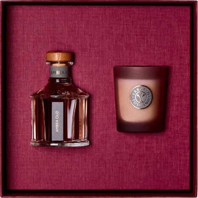 Erbario Toscano Ambra Oud Dárková sada difuzér 250 ml + svíčka 70 g