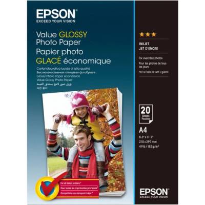 Epson Фотохартия Epson Value Photo Paper, A4, гланцова, 183g/m2, 20 листа - C13S400035 (C13S400035)