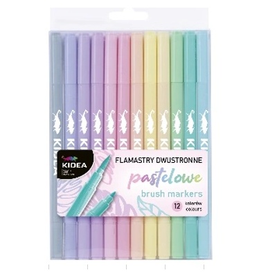 kidea - Двувърхи флумастери с четка 12 цв. Пастел