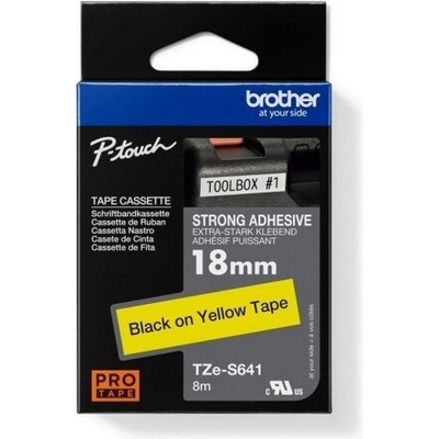 Páska do štítkovače Brother ProTape TZE-S641 vysoce přilnavá žlutá/černá 18mm 8m