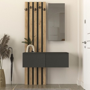 TopMebel Закачалка Kanso TopMebel от меламин в антрацит - цвят сепет дъб 100x35x196.7cm