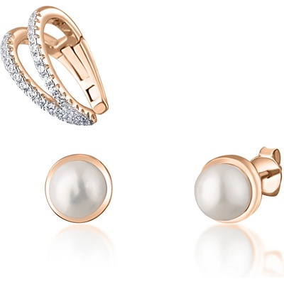 JwL Luxury Pearls Moderný set bronzových náušníc záušnice kôstková náušnice JL0809