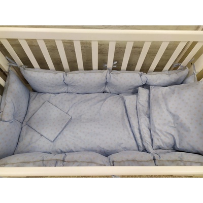 Sonel Олекотен комплект за бебешко легло 8 части 120/60 Sonel синьо със сиви звезди