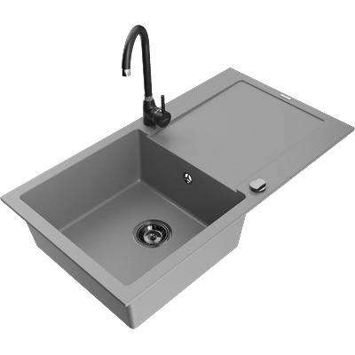 Mexen Leo гранитна мивка с 1 отделение с отцеден поднос и кухненски (6501-71-670200-70-B)