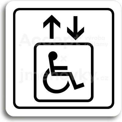 ACCEPT Piktogram výtah invalidé - bílá tabulka - černý tisk
