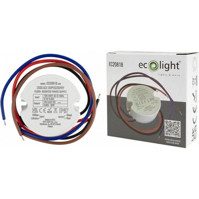 ECOLIGHT 24V - 20W - 0,8A - IP67 voděodolný zdroj pro LED pásek EC20818