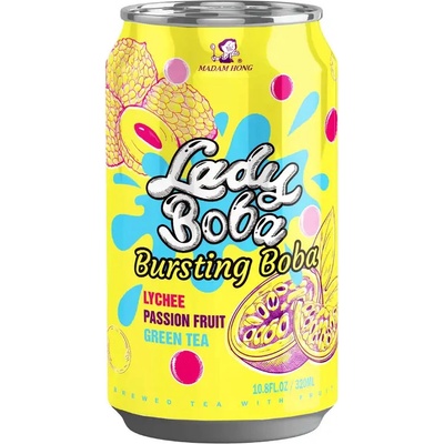 Madam Hong Lady Boba Passion fruit, lychee bubble tea 320 ml