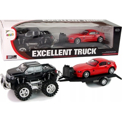 LeanToys Sada vozidel Červená Monster Truck Černá BMW