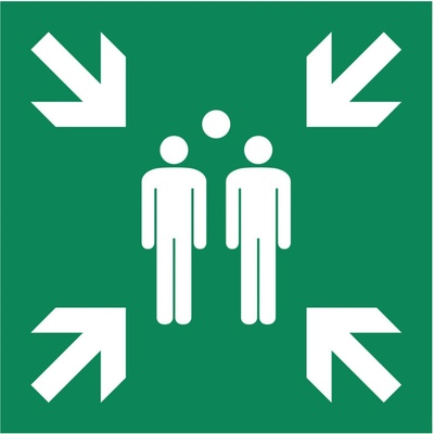 Značka Zhromaždisko, ISO 7010, plast, fotoluminiscenčná, 200 x 200 mm, 10 ks