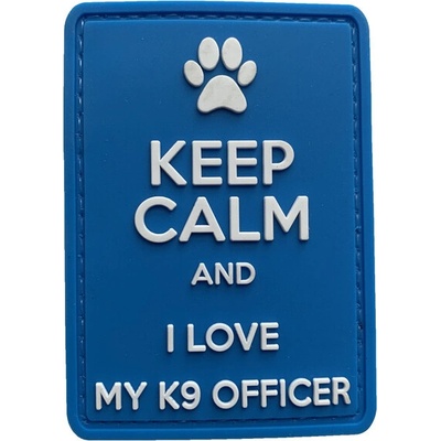 WARAGOD Keep Calm and I love my K9 PVC nášivka, modrá