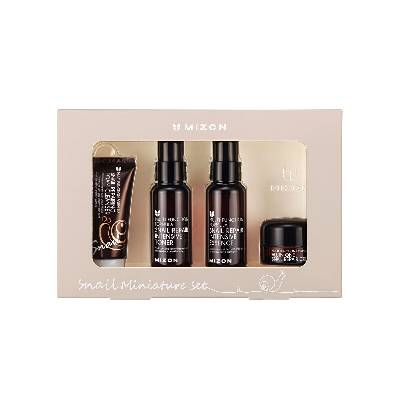 Mizon SNAIL MINIATURE SET (snail repairing foam cleanser 30ml, snail repair essence 50ml, snail repair toner 50ml, all in one snail repair cream 15ml)