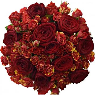Míchaná kytice 35 ks RED MIREL 40cm