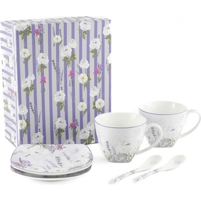 Home Elements Šálky s podšálky a lžičkami Levandule 2 x 250 ml