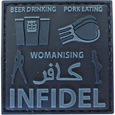 WARAGOD Nášivka Infidel Beer Drinking, čierna