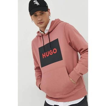 HUGO BOSS Памучен суичър hugo в розово с качулка принт 50473168 (50473168)