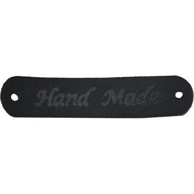 Pro Háčkování Hand Made, oválná koženková cedulka černá 10x48 mm