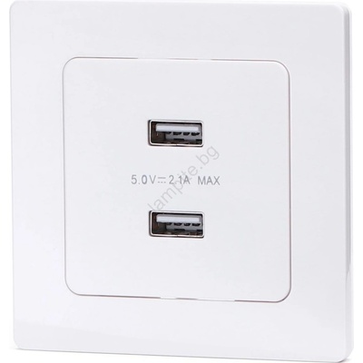 Aigostar - USB захранваща розетка с рамка 2x USB-A бяла (AI2814)