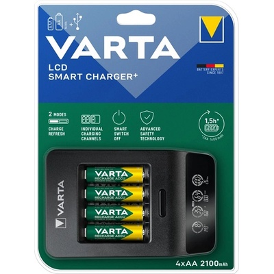 VARTA LCD Smart-Plus NiMH Micro (AAA), Ceruza (AA) цилиндрично зарядно устройство за батерии с батерии 57684101441 (57684101441)